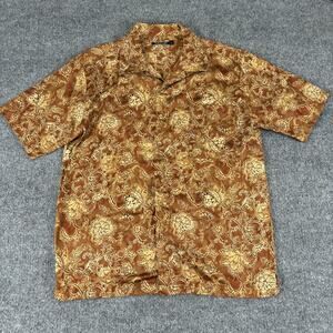 PERUVIAN CONNECTION Mens Size Large Cotton Floral Print Hawaiian Shirt